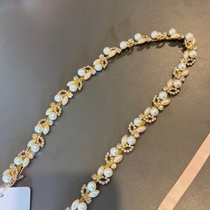 Rose Gold Pearl and Rhinestone Wedding Bridal Belt Bridesmaid Pink Ribbon